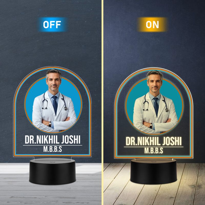 Personalized Doctor LED Night Lamp with Warm White Light Thankyou Gift for Doctor Appreciation Gift for Doctor Clinic & Hospital Decor Light (Doctor Lamp)